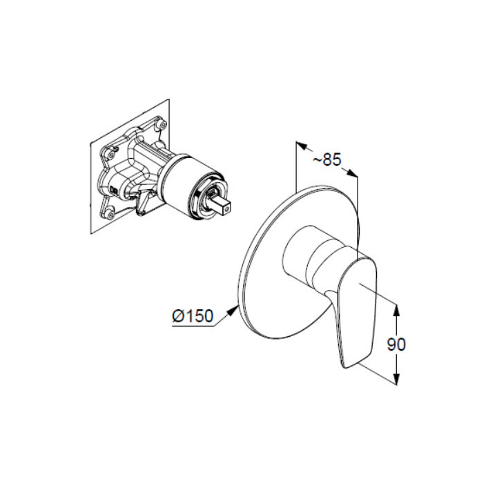 Bateria wannowo-natryskowa podtynkowa , Kludi Pure&Style, czarny mat