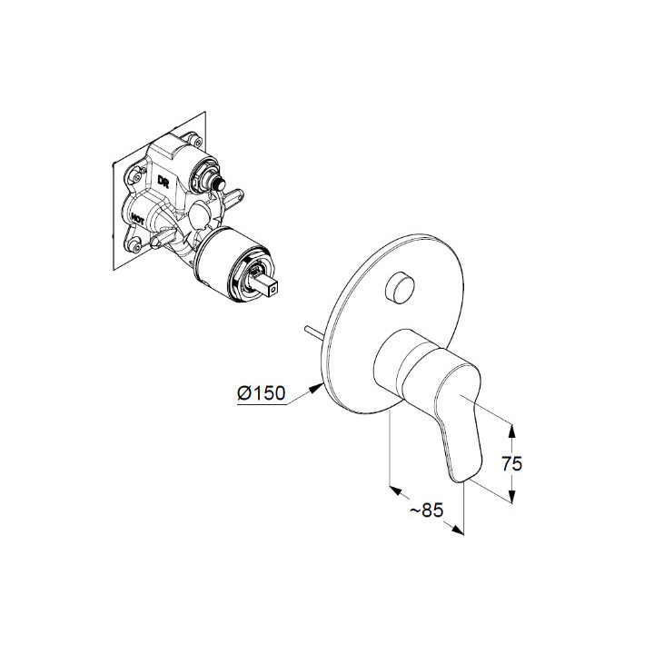 Bateria natryskowa podtynkowa , Kludi Pure&Easy, chrom