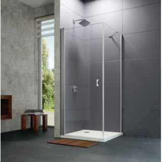 Drzwi skrzydłowe Huppe Design pure 4-kąt, 900mm, ze stałym fragmentem, uniwersalne, Anti-Plaque, profil srebrny połysk