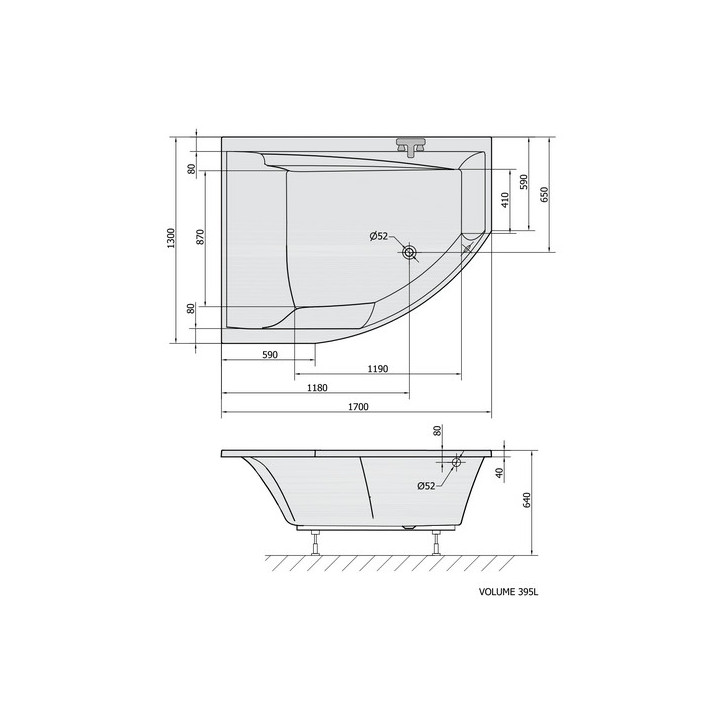 Wanna prostokątna 180x80x48cm Polysan CLEO, biała