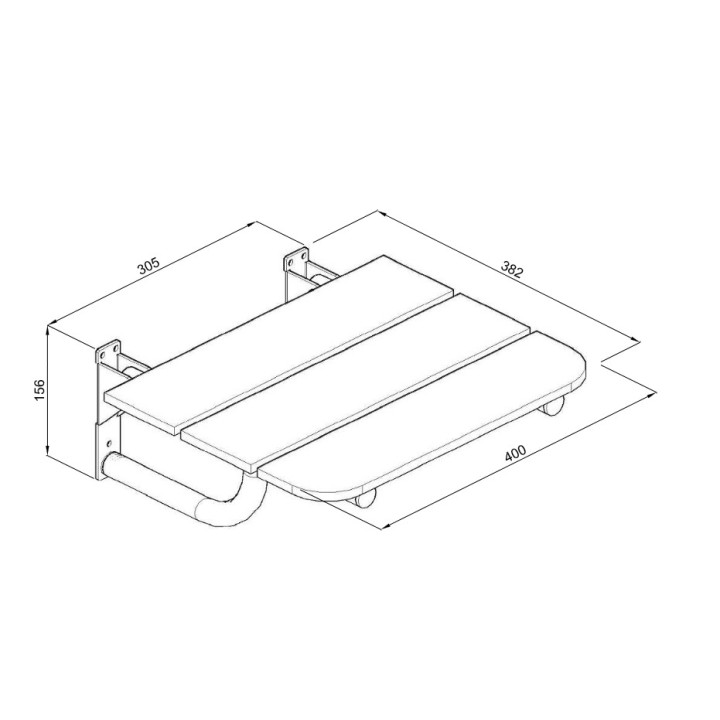 Uchwyt kątowy prawy 60x30cm, Andex, stal nierdzewna polerowana