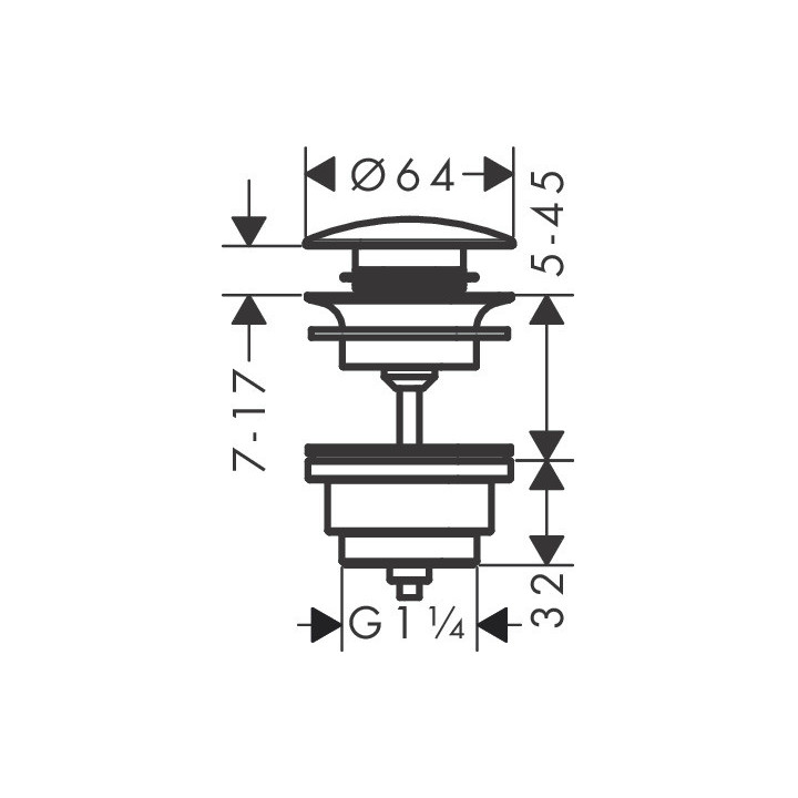 Komplet odpływowy Push-Open do umywalek i bidetów Hansgrohe, czarny chrom szczotkowany