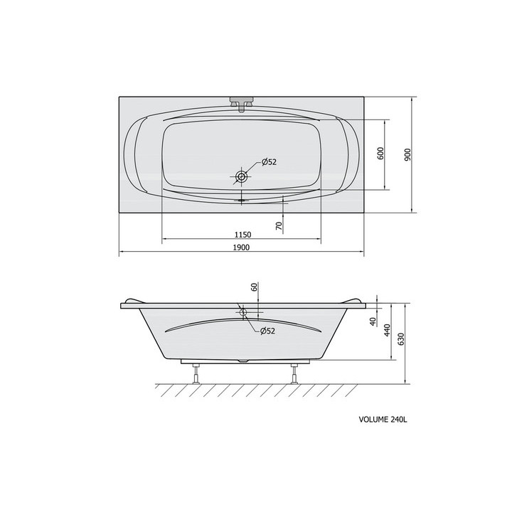 Wanna prostokątna180x120x54cm Polysan DUPLA, biała