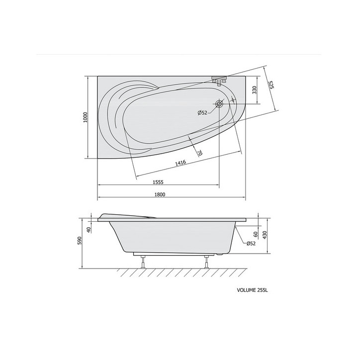 Wanna prostokątna 160x74x45cm Polysan ADRIANA,  biała