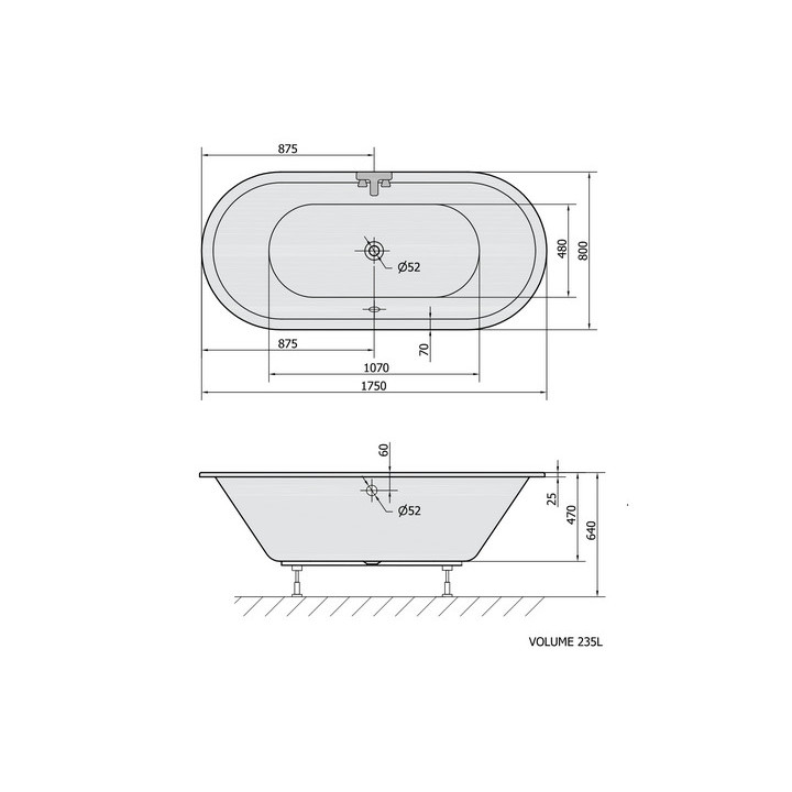 Wanna asymetryczna 175x80x47cm Polysan VIVA R, prawa,  biała