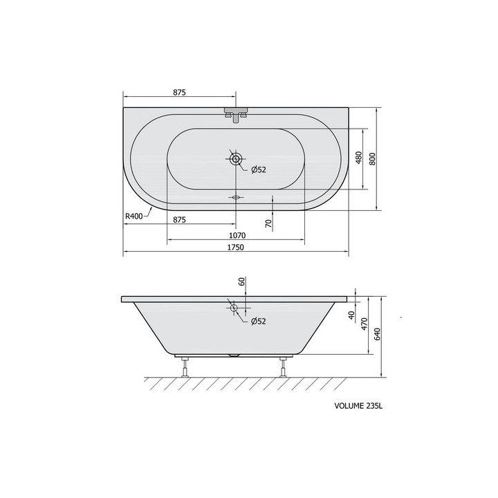 Wanna prostokątna 175x80x47cm Polysan VIVA B, biała