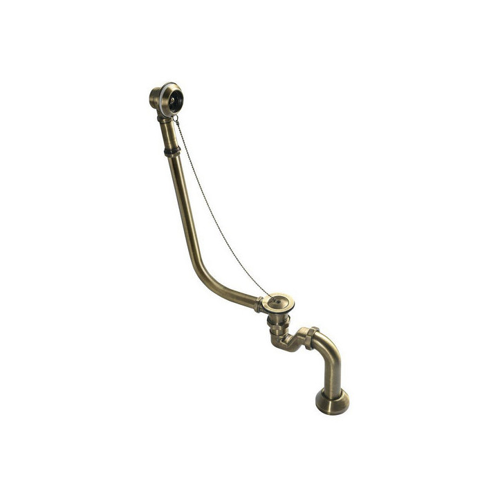 Syfon wannowy do instalacji zewnętrznej z łańcuszkiem i syfonem, Polysan CHARLESTON, chrom