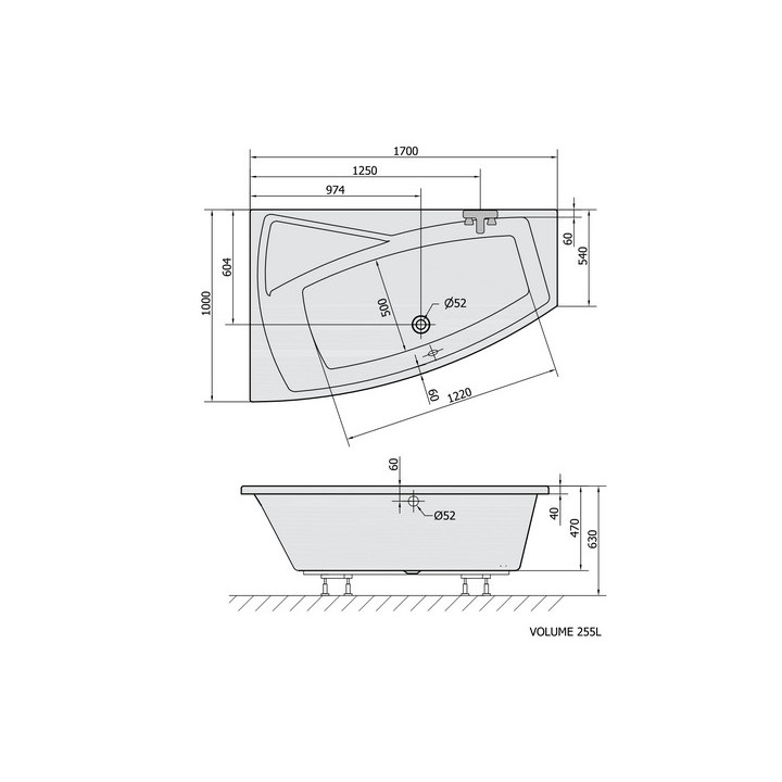 Wanna wolnostojąca 174x83x81cm Polysan BRIXTON, nogi chrom, biała