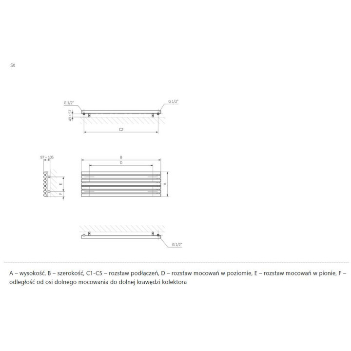 Grzejnik Terma Rolo Room 180x15 cm - kolor
