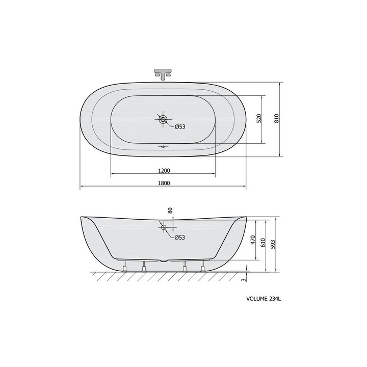 Wanna prostokątna 170x70x48cm Polysan CLEO, biała