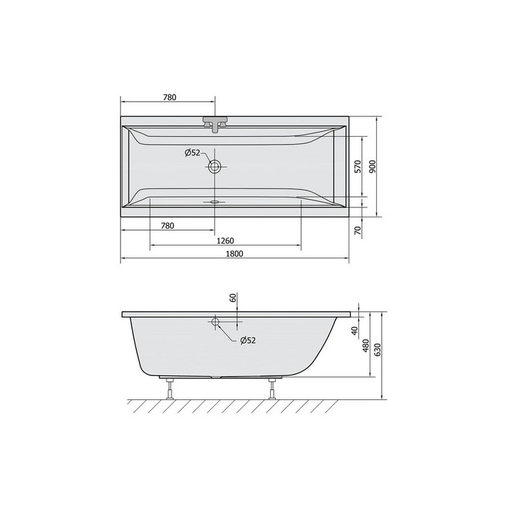 Wanna asymetryczna 170x84x70x47cm Polysan VERSYS R, prawa, biała