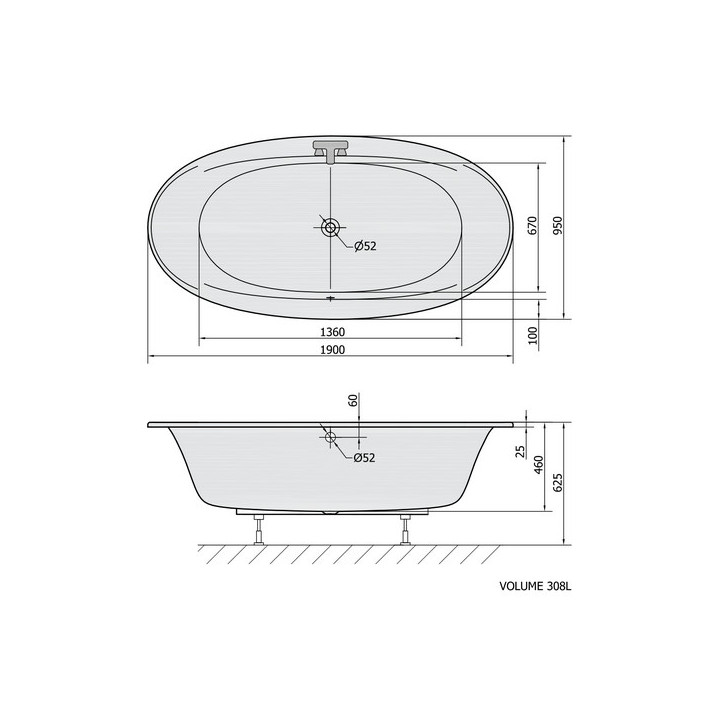 Wanna prostokątna 180x100x49cm Polysan QUEST, prawa, biała