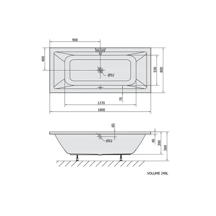 Wanna prostokątna 170x75x39cm Polysan MIMOA, biała