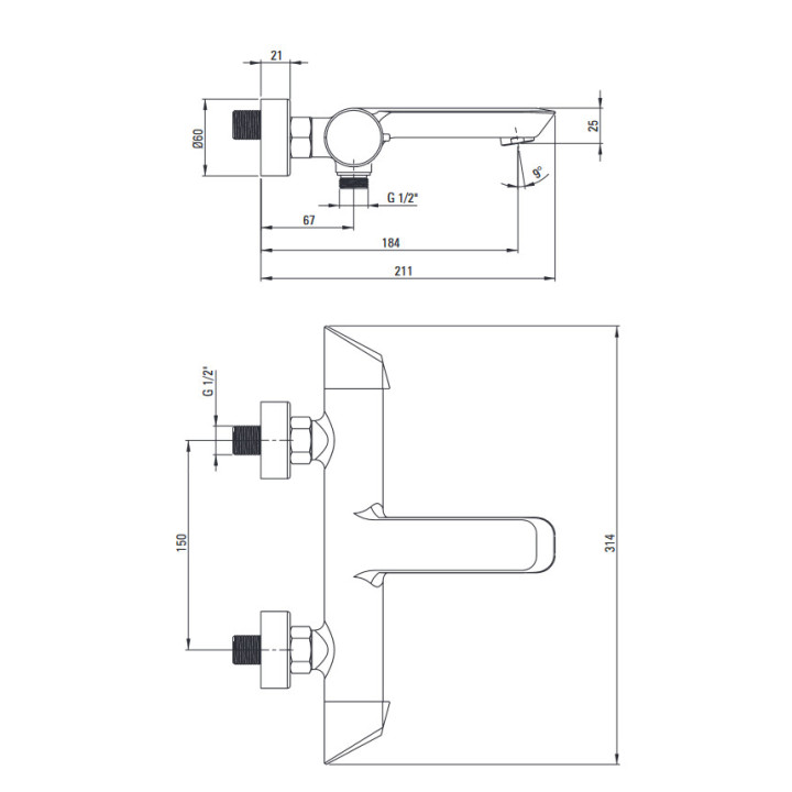 Bateria umywalkowa podtynkowa, Deante Arnika, nero