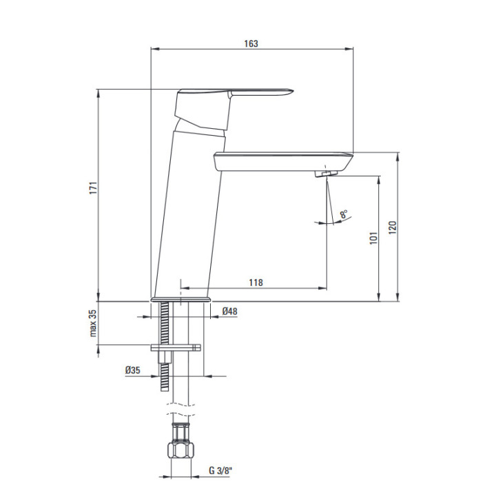 Bateria umywalkowa wysoka, Deante Arnika, titanium
