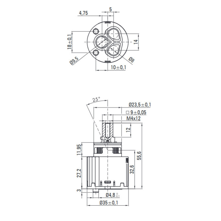 Bateria prysznicowa podtynkowa z przełącznikiem natrysku, Deante Arnika, titanium