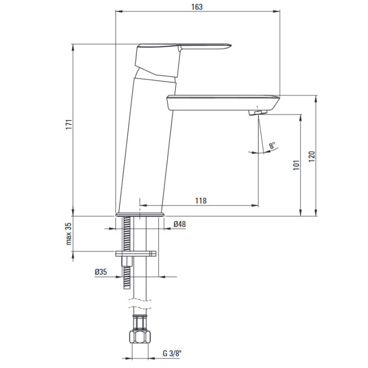 Bateria umywalkowa wysoka, Deante Arnika, złoty