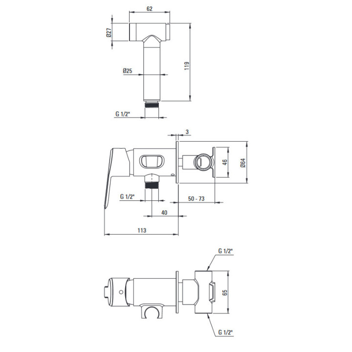 Bateria bidetowa, Deante Arnika, złoty