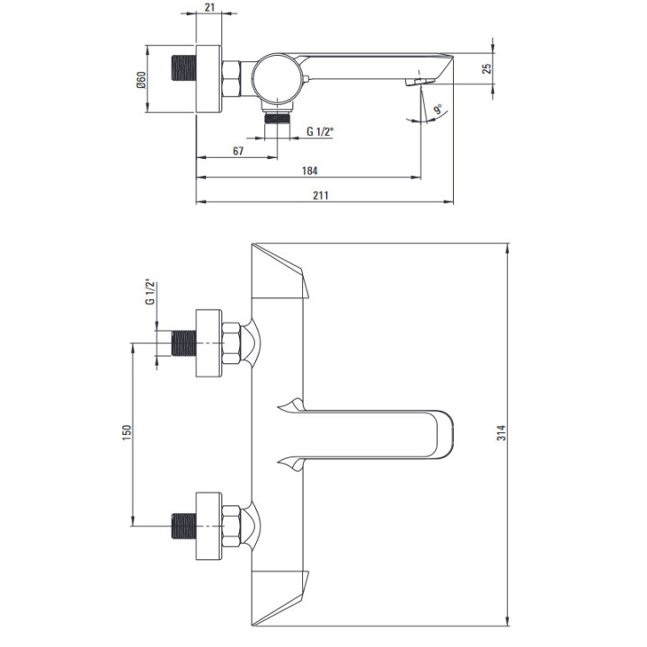 Bateria umywalkowa podtynkowa, Deante Arnika, złoty