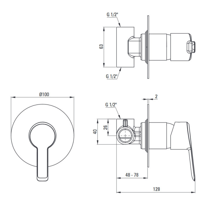Bateria prysznicowa ścienna, Deante Arnika, złoto szczotkowane