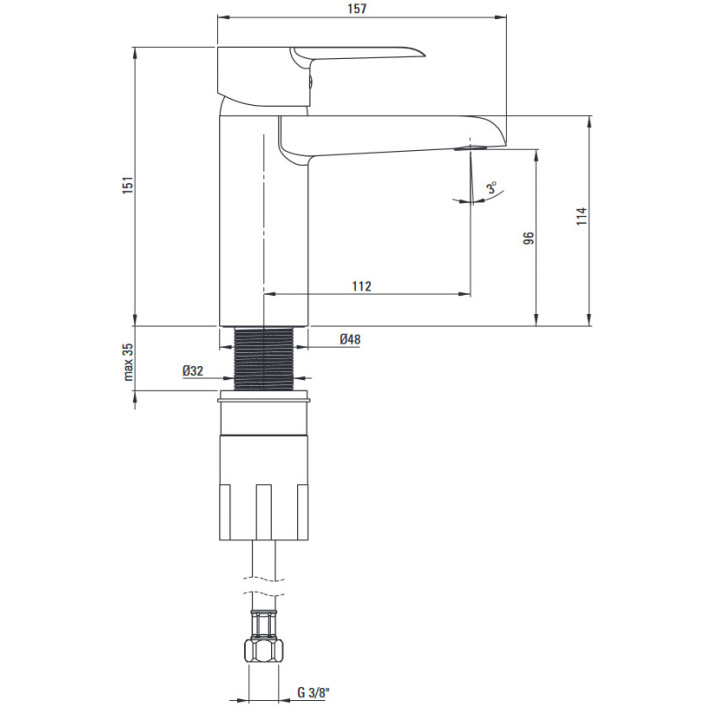 Bateria wannowa ścienna, Deante Corio, chrom