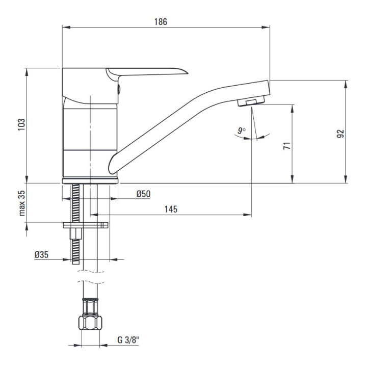 Bateria umywalkowa wysoka, Deante Corio, chrom