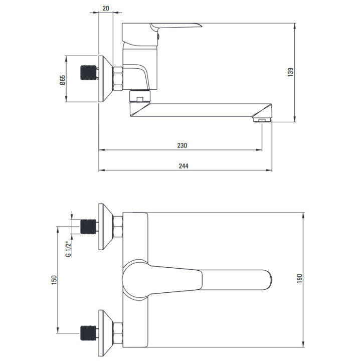 Bateria prysznicowa ścienna, Deante Corio, chrom