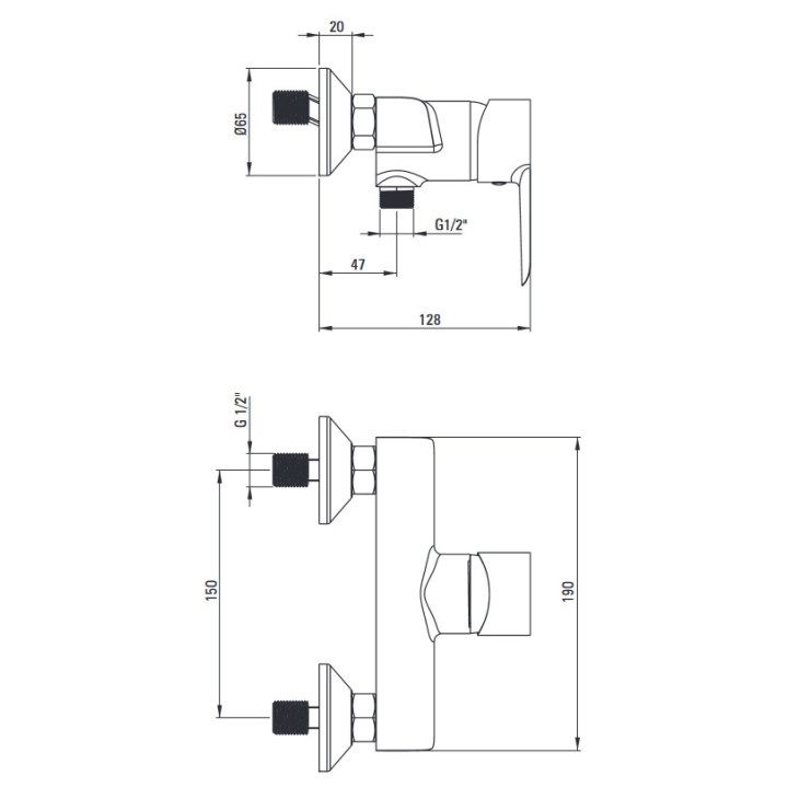 Bateria prysznicowa z dźwignią Clinic -Eco-głowica, Deante Corio, chrom