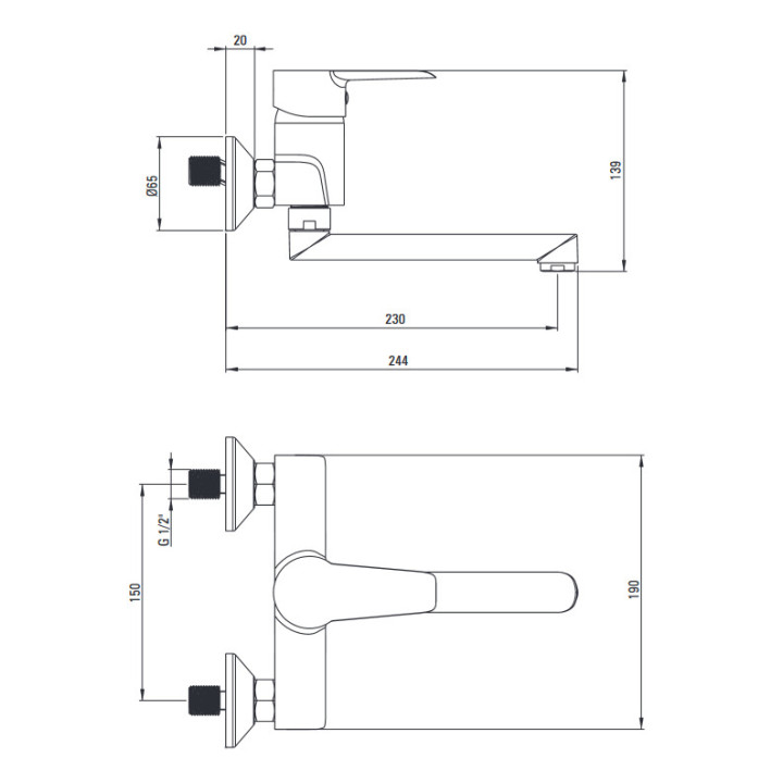 Bateria prysznicowa -Eco-głowica, Deante Corio, chrom