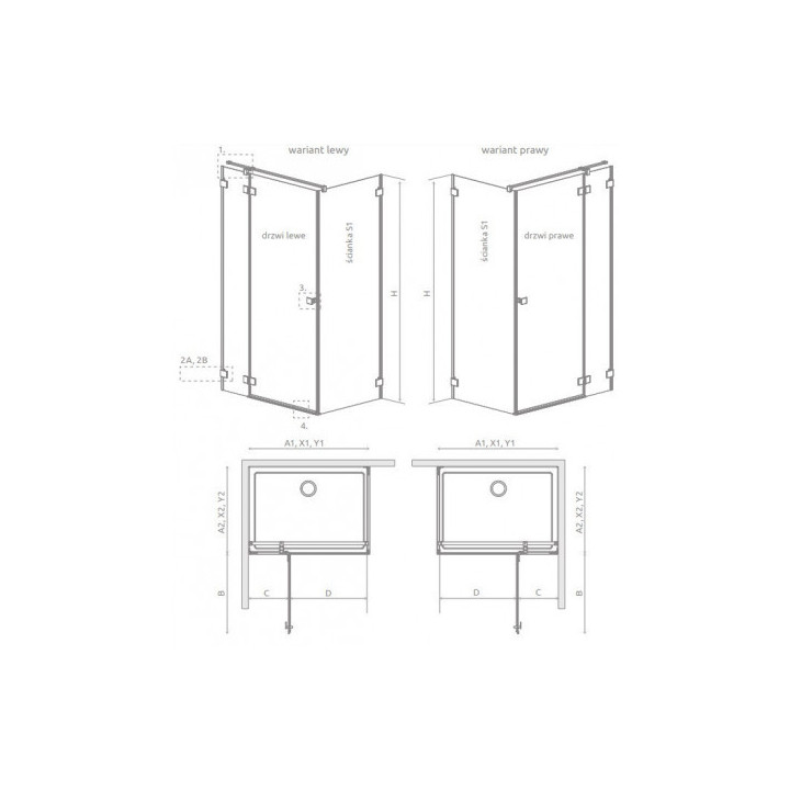 Drzwi kabiny Radaway Essenza Pro Black KDJ 100, prawe, 1000x2000mm, szkło przejrzyste, czarny profil