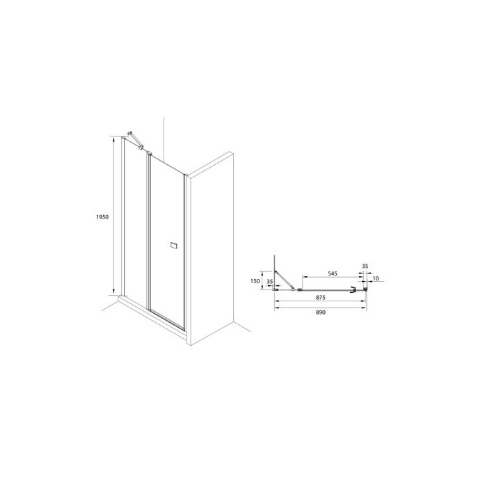 Drzwi skrzydłowe z polem stałym z powłoką MaxiClean, Roca Capital 90cm, chrom