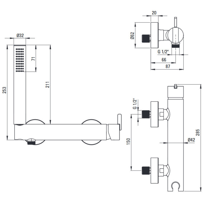 Bateria bidetowa podtynkowa, Deante Silia, chrom