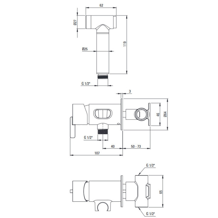 Bateria bidetowa , Deante Silia, bianco
