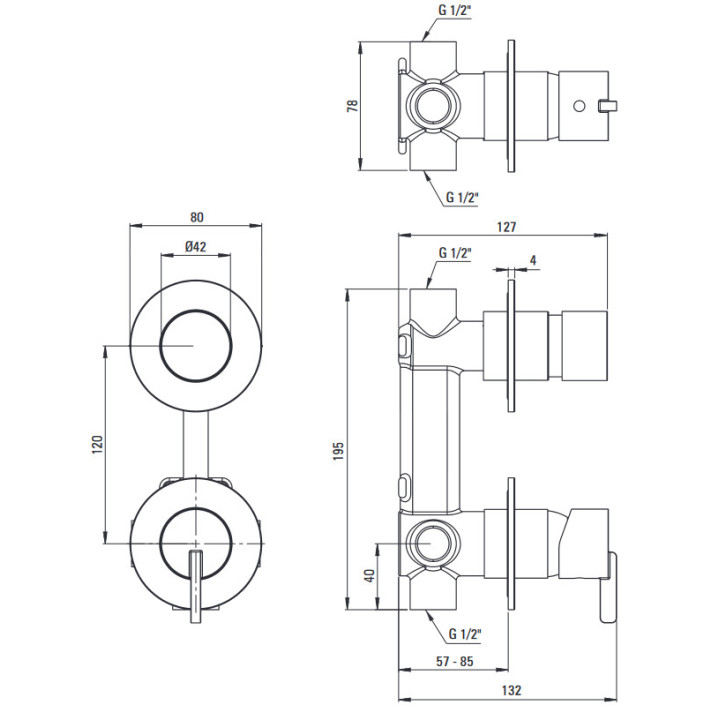 Bateria prysznicowa podtynkowa bez przełącznika natrysku, Deante Silia, bianco