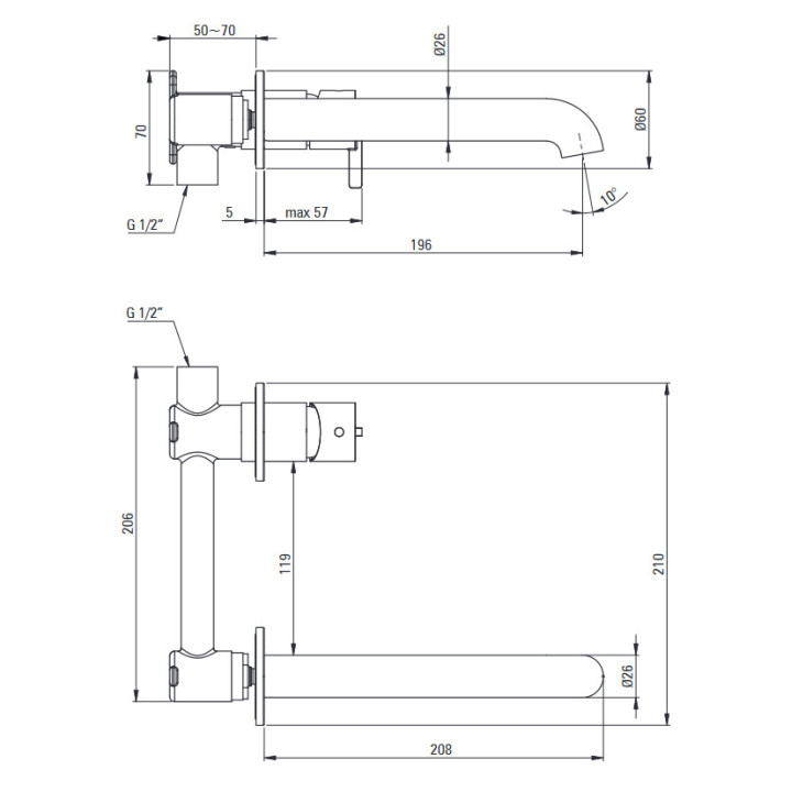 Bateria prysznicowa podtynkowa z przełącznikiem natrysku, Deante Silia, titanium