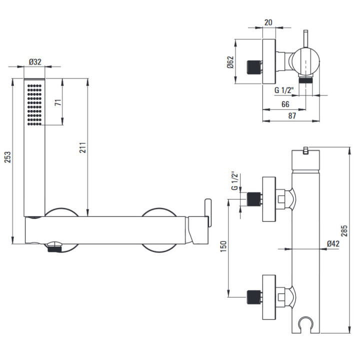 Bateria bidetowa podtynkowa ze słuchawką typu bidetta, Deante Silia, stal szczotkowana