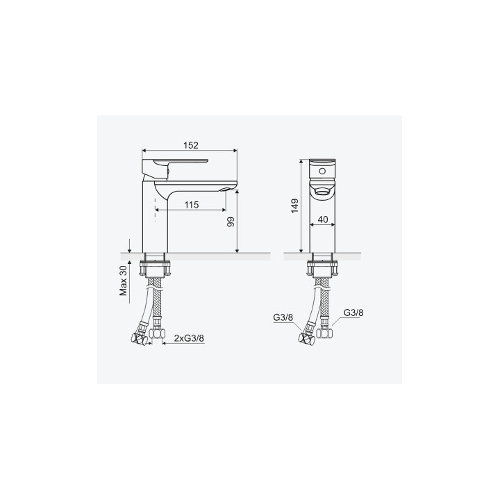 Bateria umywalkowa Excellent Glad stojąca, chrom
