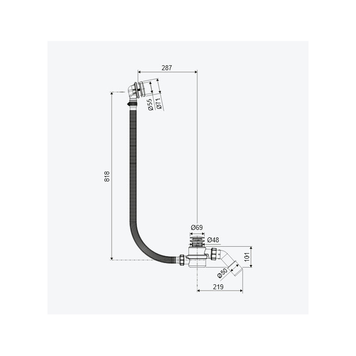 Syfon wannowy Excellent Moli, z przelewem - biały połysk