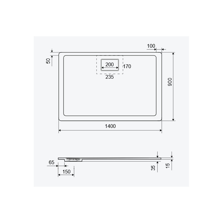 Brodzik kompozytowy Excellent Lavano, 140x90cm, prostokątny, biały