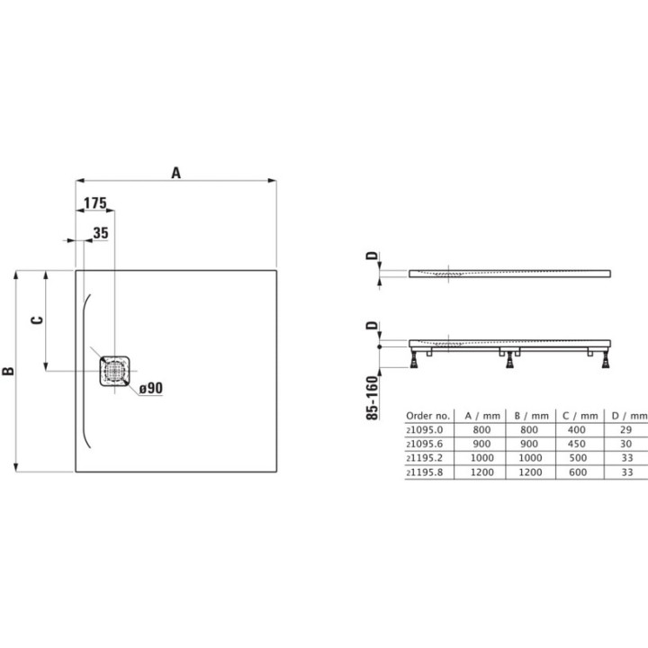 Brodzik kwadratowy Laufen Pro Marbond, 120x120cm, ultrapłaski, czarny