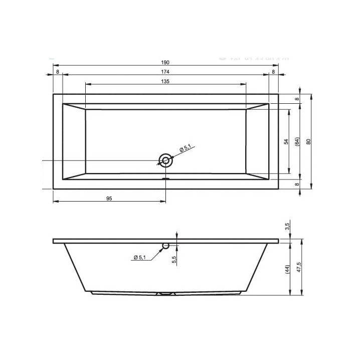 Wanna Riho Lusso prostokątna 190x80 cm- sanitbuy.pl