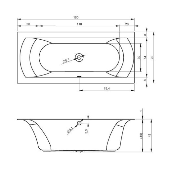 Wanna prostokątna Riho Linares 160x70x45 cm akrylowa, biała - sanitbuy.pl