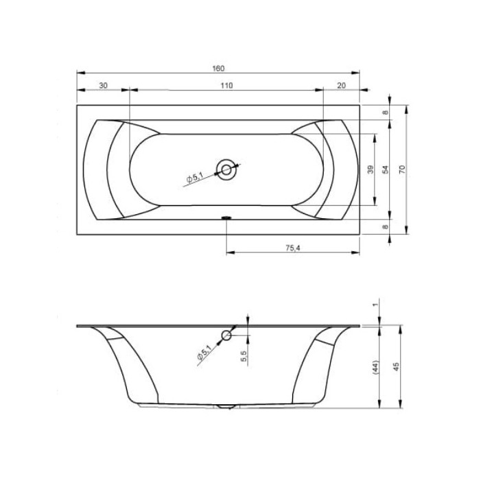 Wanna Riho Linares prostokątna,   170x75 cm , biała- sanitbuy.pl