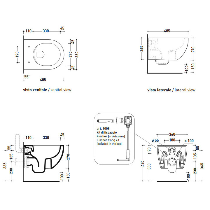 Miska wisząca WC Flaminia App 48,5 x 36 x 27 cm, czarna, goclean