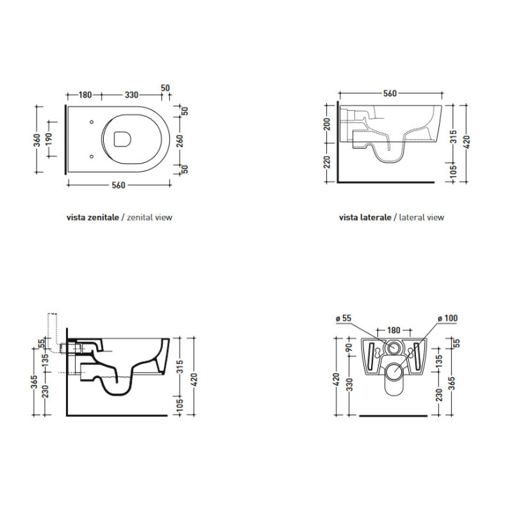 Miska wisząca WC Flaminia Link 56 x 36 x 20 cm, biała- sanitbuy.pl