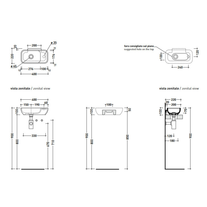 Umywalka Flaminia  Pass  40 x 22 cm- sanitbuy.pl