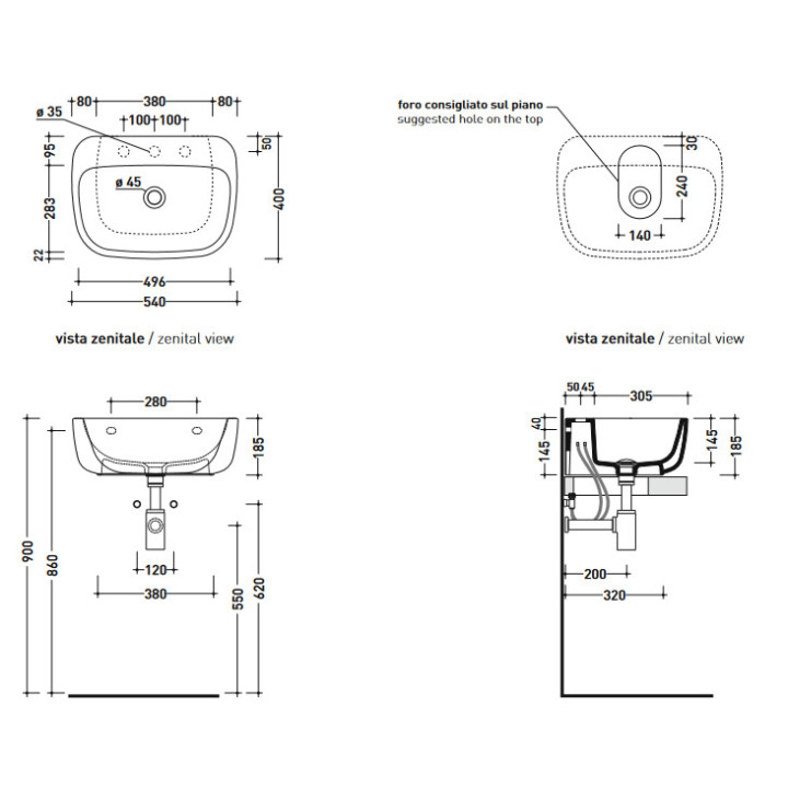 Umywalka Flaminia Mono 54 cm- sanitbuy.pl