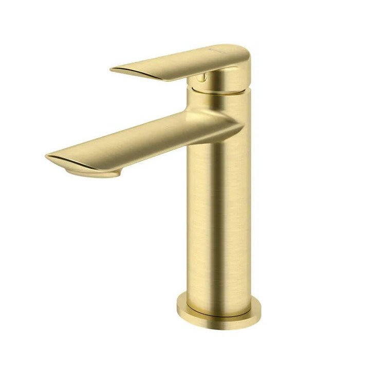 Bateria umywalkowa stojąca z korkiem klik-klak, Vedo Aletta Spazzo, złota szczotkowana