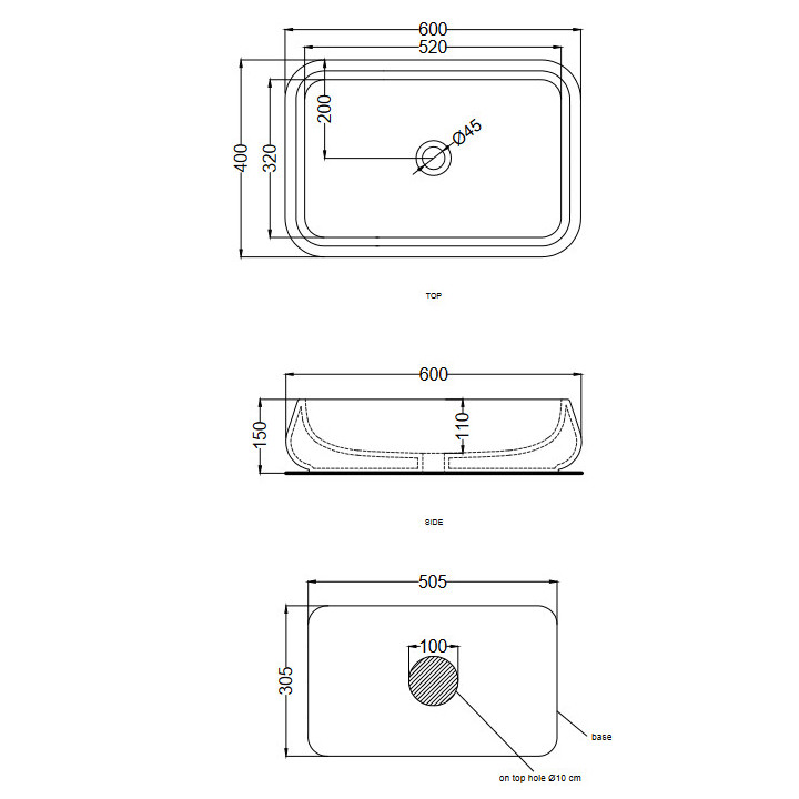 Umywalka Cielo Shui 60x40x15, nablatowa- sanitbuy.pl