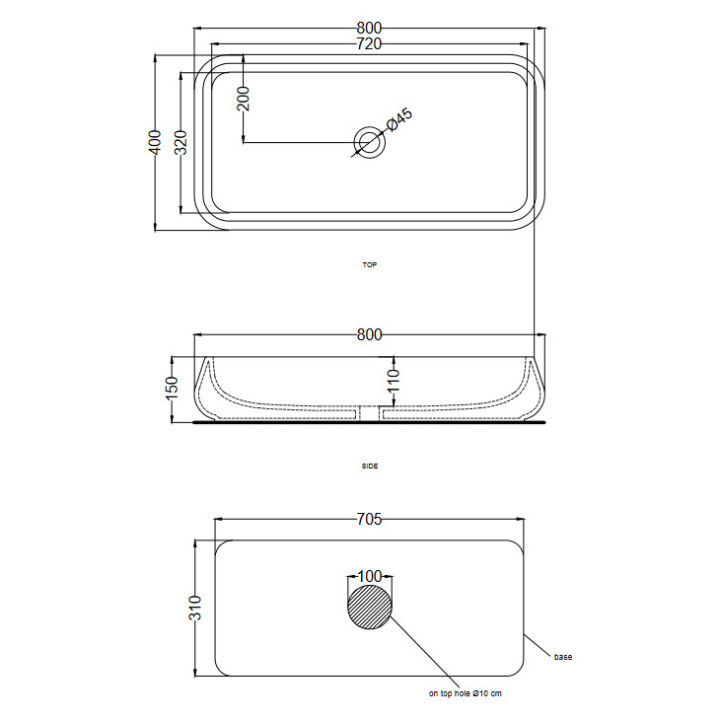Umywalka Cielo Shui 80x40x15, nablatowa- sanitbuy.pl